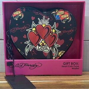 NWT Ed Hardy Heart Coin Purse Wristlet